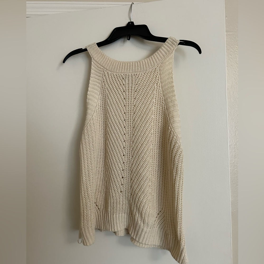 Ninewest Sleeveless Cream Colored Knit Sweater - XL